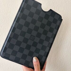 Authentic LV iPad Mini Tablet Sleeve Pocket Case in Checkered Black and Gray